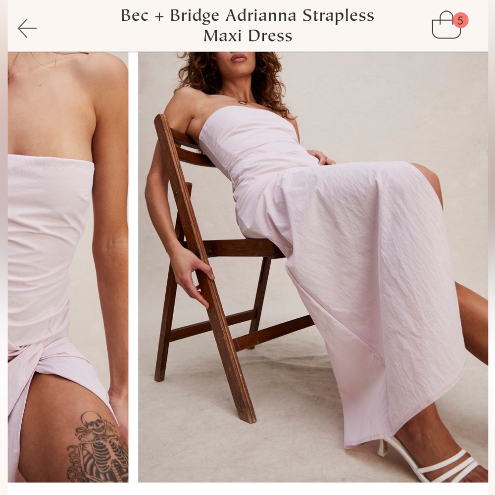 Bec + Bridge Adrianna Strapless Maxi Dress in “Quartz Pink”
